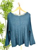 Apricot Mohair Sheer Sweater in Teal