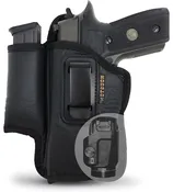 Eco-Leather IWB Holster with Mag Holder & Laser – Suede-Lined, Metal Clip, Right & Left Hand