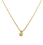 Gold Necklace with Round Diamond