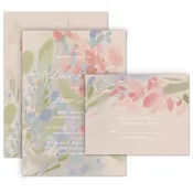 Watercolor Petals - Invitation with Free Response Postcard