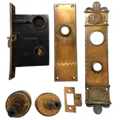 American C.H. Mfg Co. Brass Denver Historic Cooper Building Door Handle Set