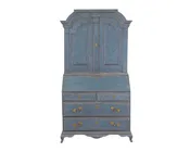 17th Century Blue Scandinavian Bureau with Original Hardware
