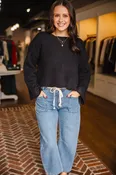 Black boat neck sweater