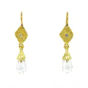 18k Yellow Gold Briolette Crystal Drop Earrings