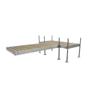 12' T-Shaped Boat Dock System with Aluminum Frame and Tan Composite Decking