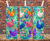 Canvas Paint Chickens - Tumbler Wrap Transfer