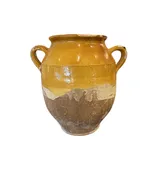 Antique French Confit Jar, Double Handled Yellow Glaze (0HP00K)