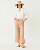 27" Brawley Linen Crop Pant - Iced Latte X Resort White