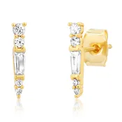 Baquette & Round CZ Spike Studs