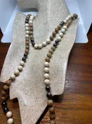 60 Inch Hand Knoted Vintage Hematite Jasper beaded Necklace