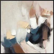 "Abstract Harmony I" Hand-Embellished Canvas In Frame - Brown / Blue / Beige / White / Black
