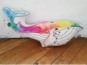 Rainbow Whale Throw Pillow — Drumming Beetle