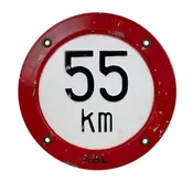 Vintage Czech 55 KM Speed Sign
