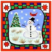 1.75″ Ceramic Tile Ornament – Snowman