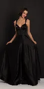 Beaded Satin Sweetheart Corset A Line Dress with Pockets
