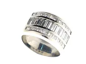 14K Baguette and Princess Cut Wide Channel Set Band