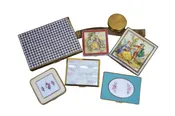 7pc Vintage Makeup Compacts Rhinestones Mother of Pearl Colonial