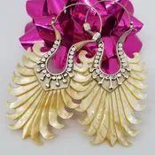 Mother of Pearl Feather Fan Earrings — SUBA Piercing & Fine Jewelry