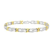 10K Yellow Gold Plated Sterling Silver 1/4 Cttw Diamond Infinity And X Link Bracelet (I-J Clarity, I2-I3 Color) - Size 7.25"