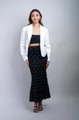 Black Embroidered Rhinestone Maxi Skirt