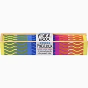 12 Colored Pencils in Wooden Box w Sharpener Wiggle Pattern