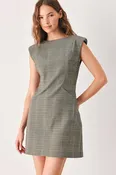 ACADEMY CHIC WOVEN PLAID MINI DRESS