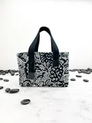 Black and Cream Floral Wool Mini Tote Bag