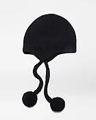 Black Cashmere Hat with Pouch