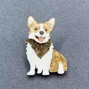 Acrylic Corgi Dog Brooch
