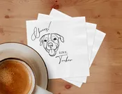 Custom Wedding Napkins with Personalized One-Line Dog Illustration