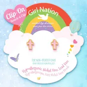 CLIP ON Cutie Earrings | Pink Cross