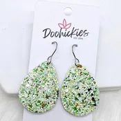 1.5" Shamrock Glitter Itty Bitty Corkies -Earrings