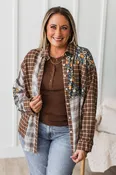 All The Things Button Up High-Low Top- Brown Multi