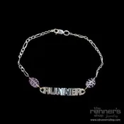 Silver "Runner" w/ Etched Amethyst and Silver Chain Anklet