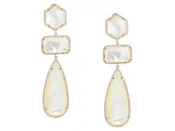 14K Yellow Gold MOP and Diamond Drop Earrings