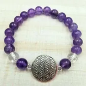 Amethyst & Quartz Flower of Life Charm Bracelet