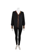 Animal Trim Smock Sleeve Top