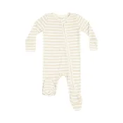 2 Way Zipper Footie - Oxford Stripe Tan