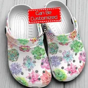“Cactus Garden” – Watercolor Succulent &amp; Boho Vintage Crocs