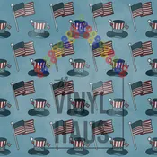 4th of July Flag/Hat Pattern Vinyl 12" x 12"