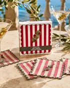 Dirty Martini Embroidered Cocktail Napkins, Set of 4