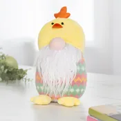 12.5" Fabric Gnome with Chicken Hat Tabletop Décor