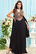 Black Georgette Dhoti Style Lehenga with Zari Work for Weddings