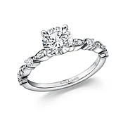 R857W - Elma Designs Diamond Engagement Semi-Mount Ring 18K White Gold 0.27ct tw