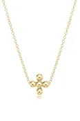 16" Necklace Gold - Signature Cross Beaded Gold 3mm | enewton
