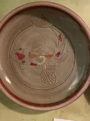 Go Fish, the Winds Show : Celadon White Slip Carved Bowl/Platter #101 — Miami Valley Pottery