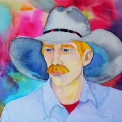 Cowboy Art Original Watercolor by Linda Lucy Lunde