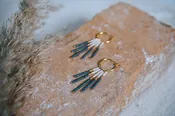 Beaded Fringe Hoops Earrings