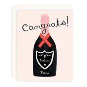 Girl w/ Knife - Congrats Champagne Greeting Card