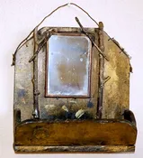 Vintage Tramp Art Shaving Mirror